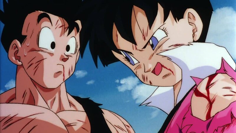 Two Anime Characters Fighting — Blue, Dramatic, Afternoon