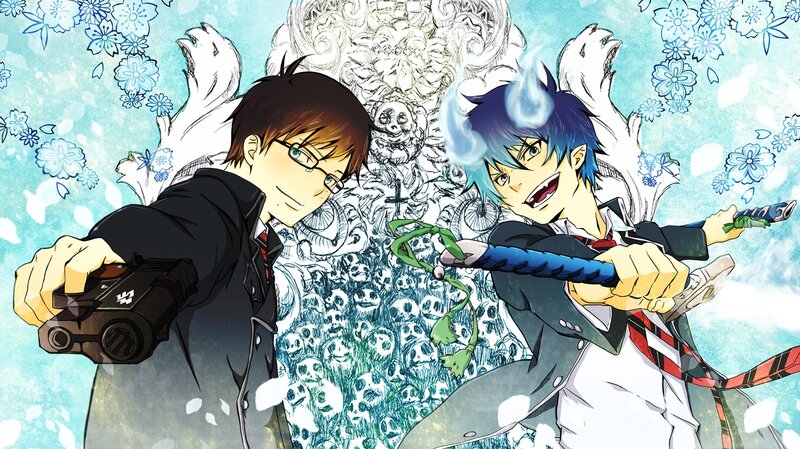 Two Anime Characters Fighting — Blue, Dramatic, Guns