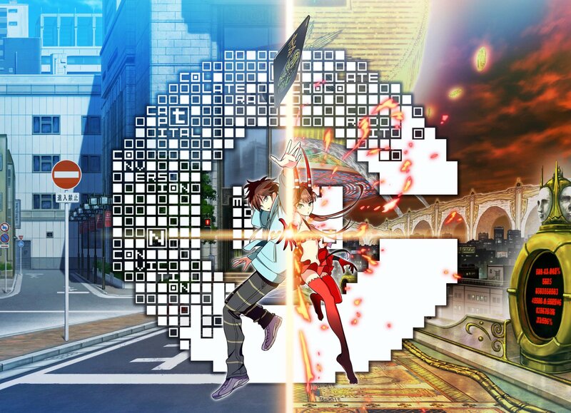 Two Anime Characters Fighting — Blue, Dramatic, Night, City Street