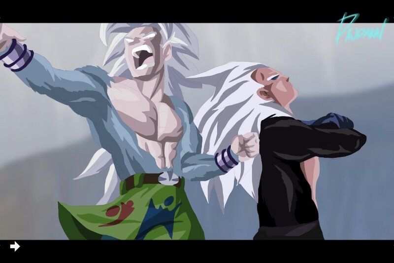 Two Anime Characters Fighting — Gray