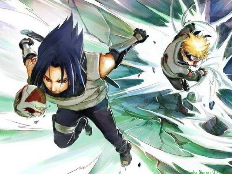 Two Anime Characters Fighting — Green, Action-packed