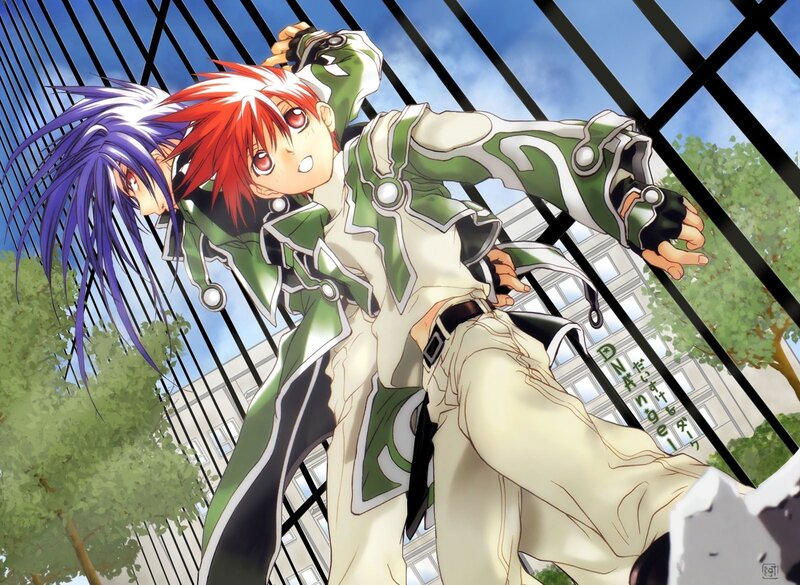 Two Anime Characters Fighting — Green, Dramatic, Afternoon