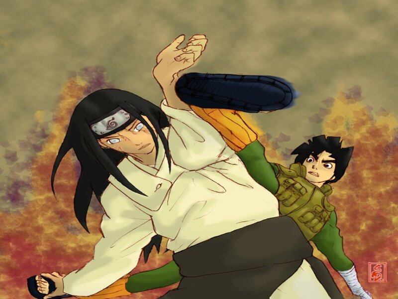 Two Anime Characters Fighting — Orange, Dramatic, Fire