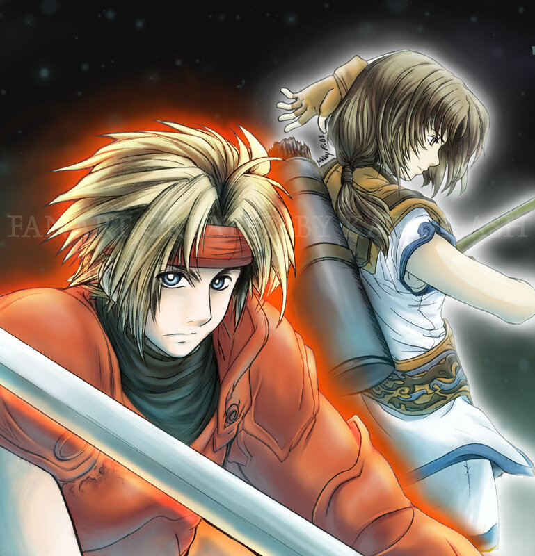 Two Anime Characters Fighting — Orange, Dramatic, Night
