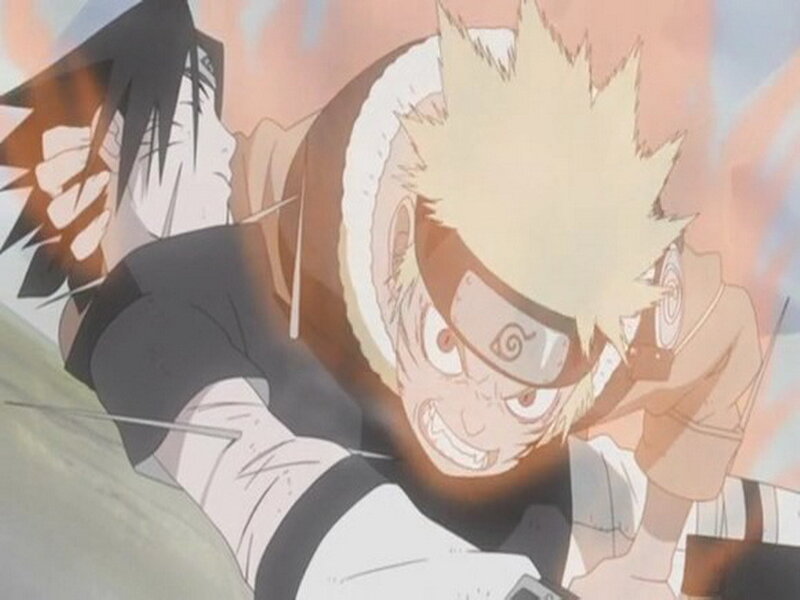 Two Anime Characters Fighting — Orange