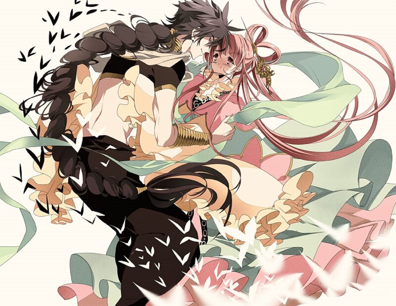 Two Anime Characters Fighting — Pink, Dynamic