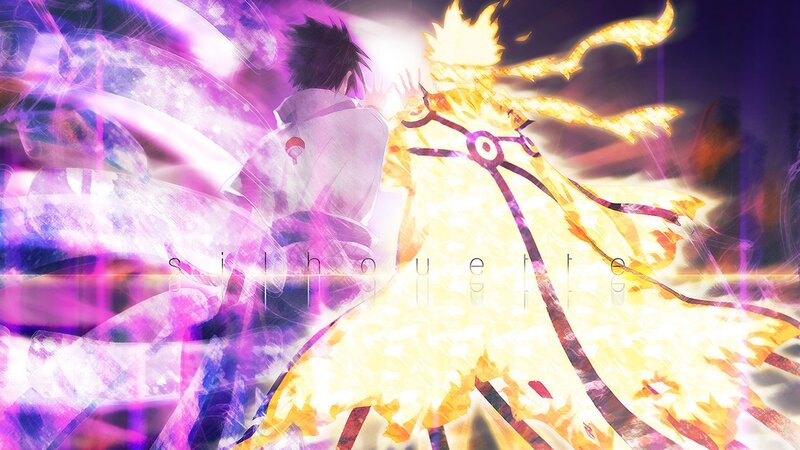 Two Anime Characters Fighting — Purple, Dramatic, Night, Chakra