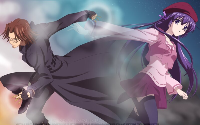 Two Anime Characters Fighting — Purple, Dramatic, Night, Long Hair