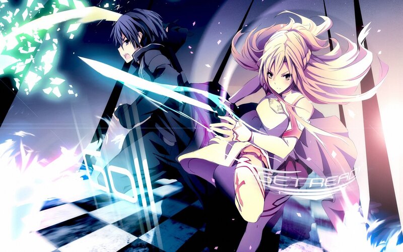 Two Anime Characters Fighting — Purple, Dramatic, Night, Swords, Energy Effects