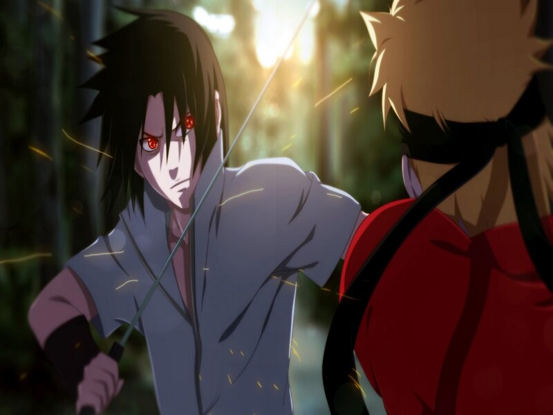 Two Anime Characters Fighting — Red, Dramatic, Afternoon