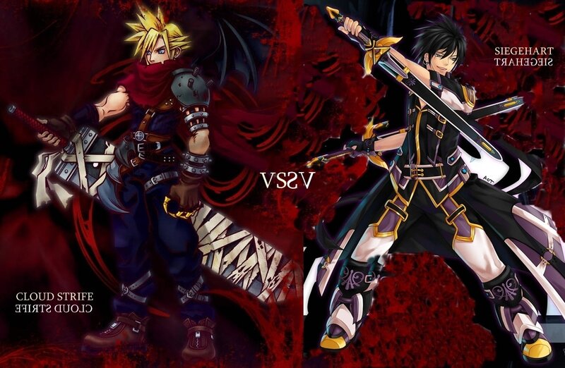 Two Anime Characters Fighting — Red, Dramatic, Swords, Red Background