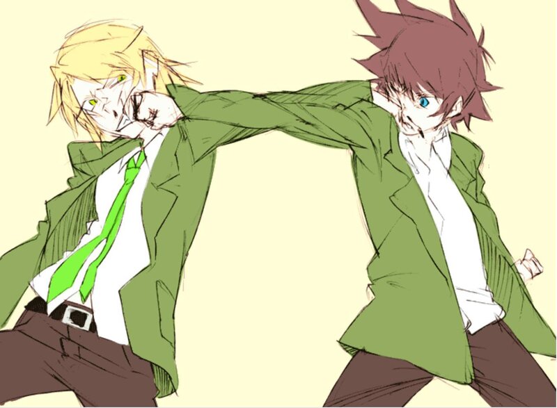 Two anime characters fighting