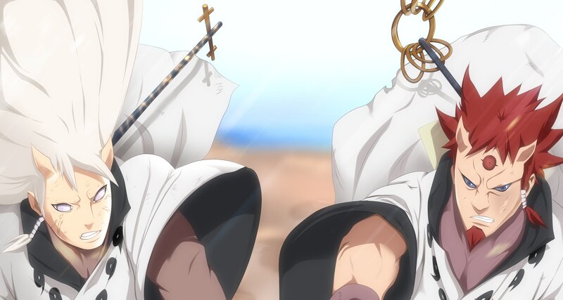 Two Anime Characters Fighting — White, Dramatic, Afternoon