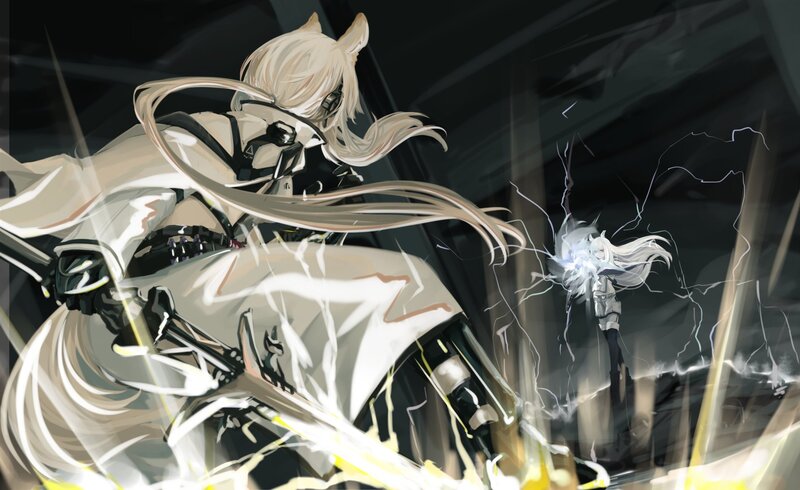 Two Anime Characters Fighting — White, Dramatic, Digital Art