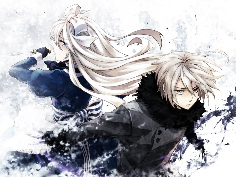 Two Anime Characters Fighting — White, Dramatic, Swords, Long Hair