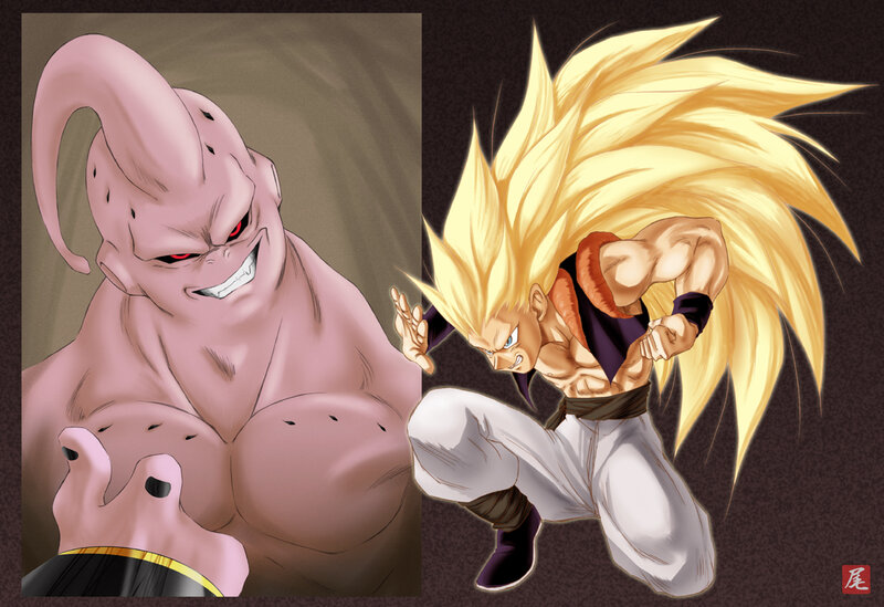 Two Anime Characters Fighting — Yellow, Dramatic