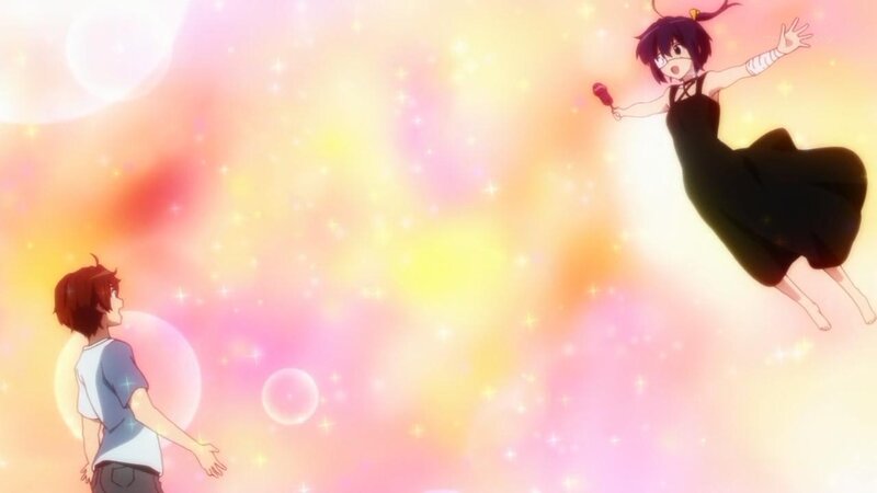 Two Anime Characters Floating — Pink