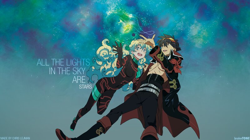 Two Anime Characters Floating