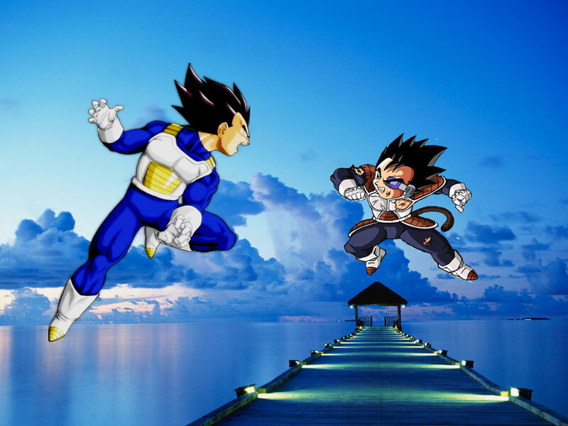 Two Anime Characters Flying — Blue