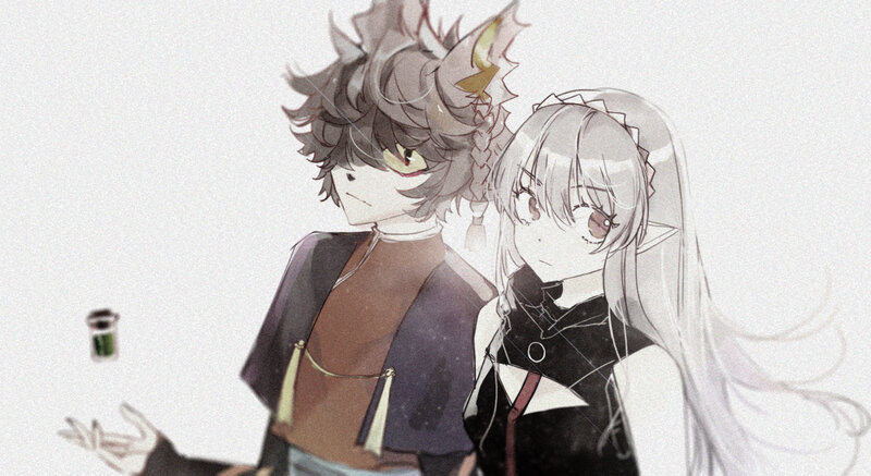 Two Anime Characters — Gray, Calm, Long Hair
