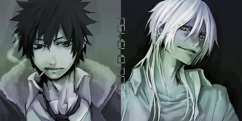 Two Anime Characters — Gray, Dramatic, Cigarette