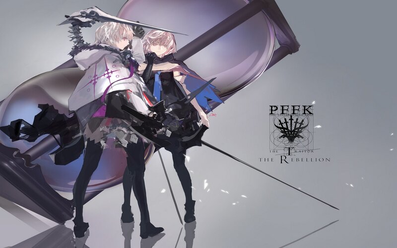 Two Anime Characters — Gray, Dramatic, Digital Art, Swords