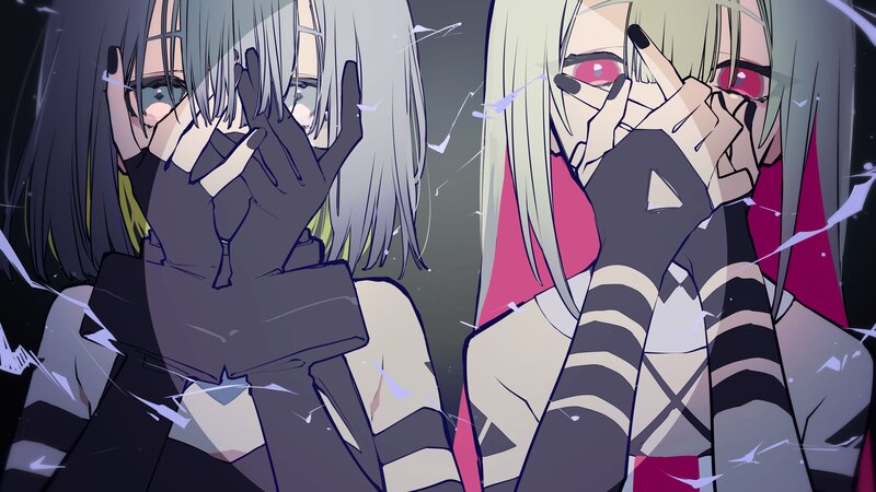 Two Anime Characters — Gray, Dramatic, Hands