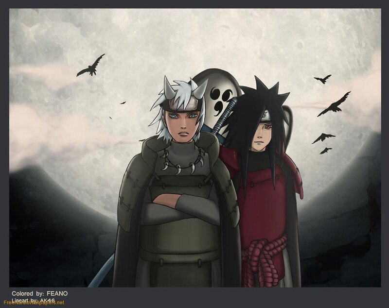 Two Anime Characters — Gray, Dramatic, Night, Birds
