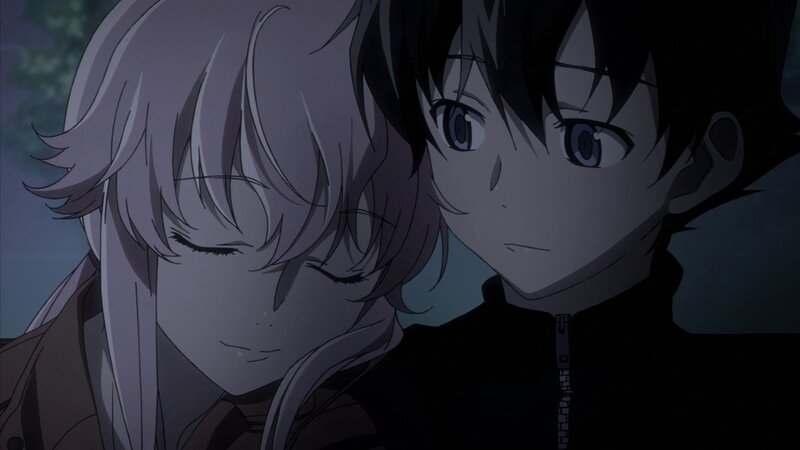 Two Anime Characters — Gray, Dramatic, Night, Close-up