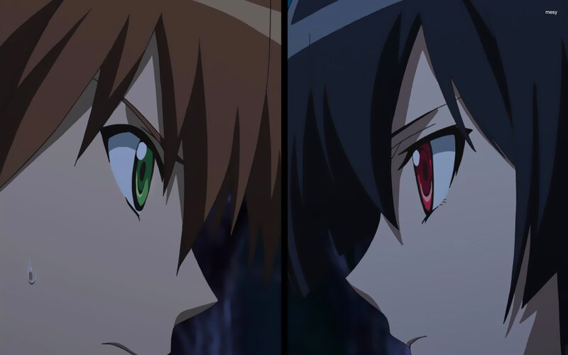 Two Anime Characters — Gray, Dramatic, Night, Eyes