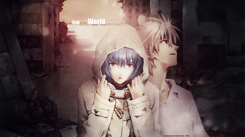 Two Anime Characters — Gray, Dramatic, Sunset