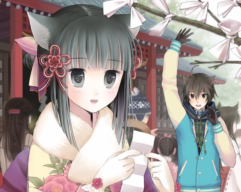 Two Anime Characters — Gray, Festive