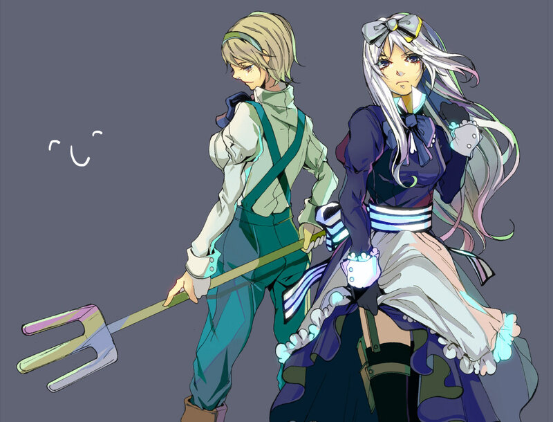 Two Anime Characters — Gray, Neutral, Digital Art, Pitchfork