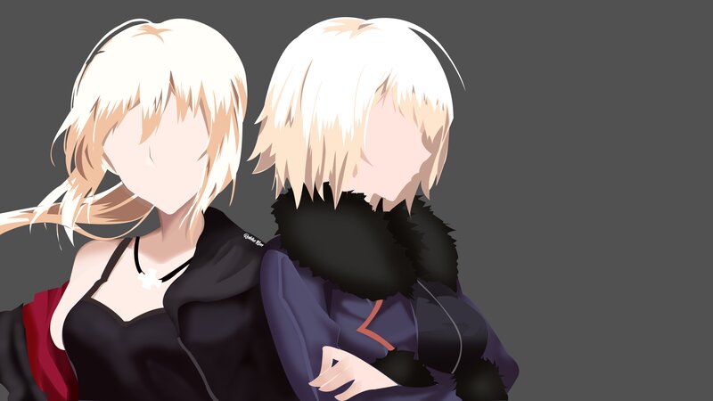 Two Anime Characters — Gray, Neutral, White Hair