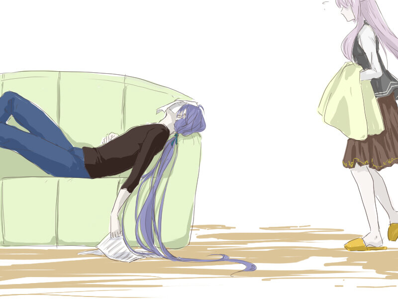 Two Anime Characters — Green, Calm