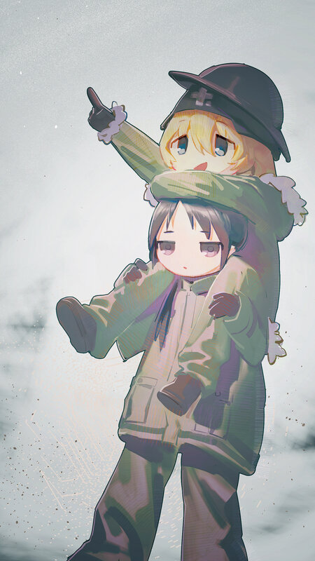 Two Anime Characters — Green, Calm, Winter