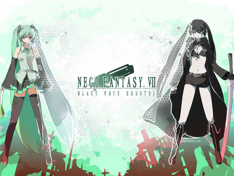Two Anime Characters — Green, Dramatic, Digital Art, Sword, Gun