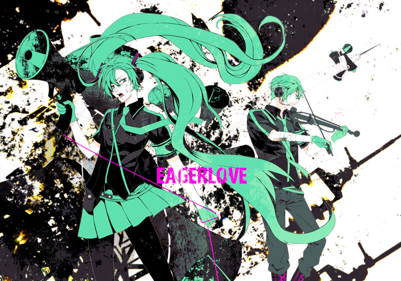 Two Anime Characters — Green, Dramatic, Digital Art