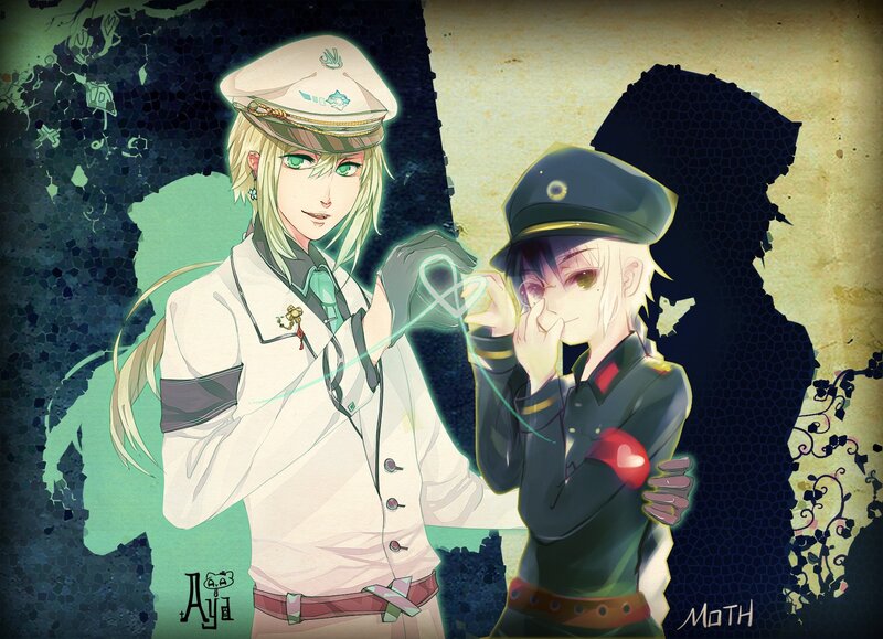 Two Anime Characters — Green, Dramatic, Digital Art, Uniforms