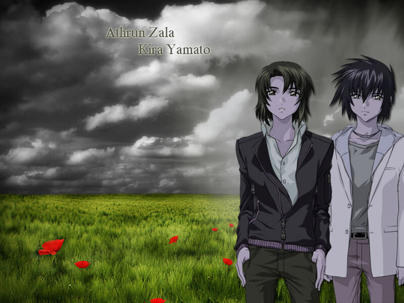 Two Anime Characters — Green, Dramatic, Field