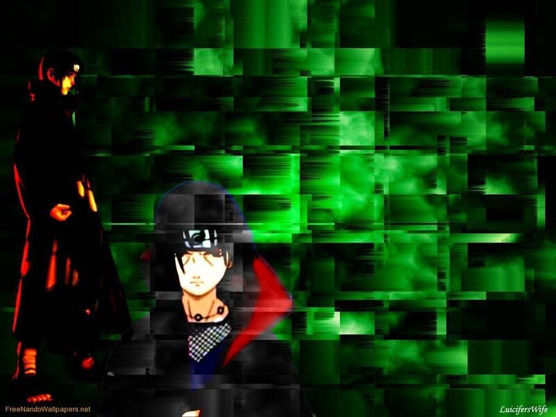 Two Anime Characters — Green, Dramatic, Green Background