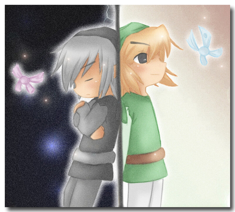 Two Anime Characters — Green, Dramatic, Night