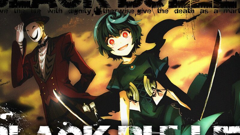 Two Anime Characters — Green, Dramatic, Sunset