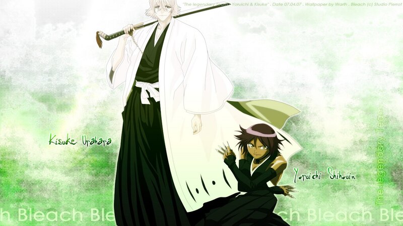 Two Anime Characters — Green, Dramatic, Sword, Kimono