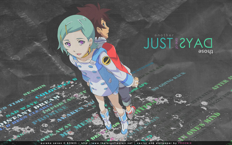 Two Anime Characters — Green, Dramatic, Text