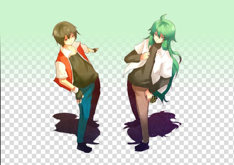 Two Anime Characters — Green, Neutral