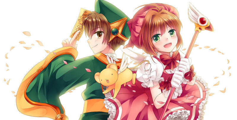 Two Anime Characters — Green, Playful, Autumn