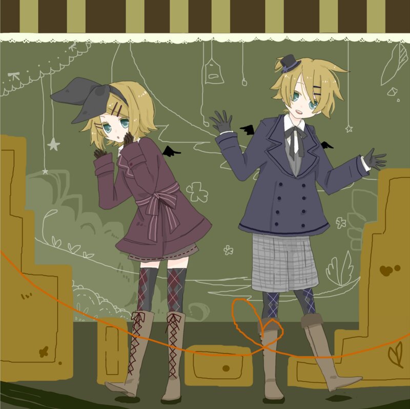 Two Anime Characters — Green, Playful, Girls