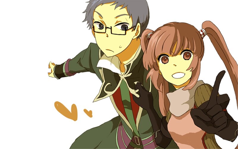Two Anime Characters — Green, Playful, Glasses