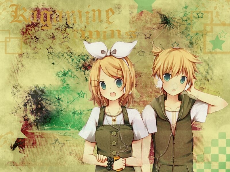 Two Anime Characters — Green, Playful, Headphones